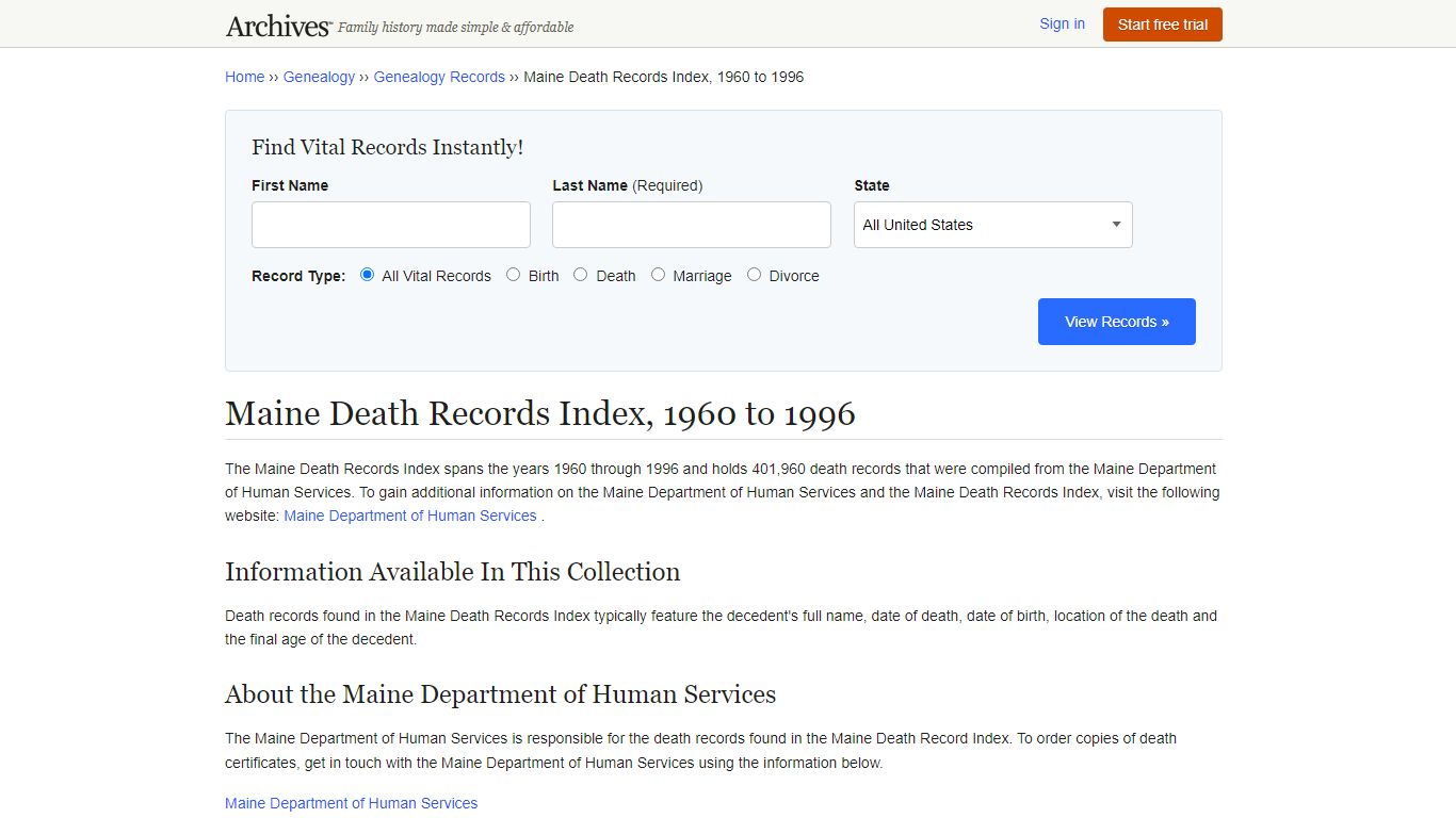 Maine Death Records | Search Collections & Indexes